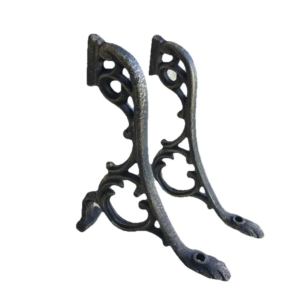 2 Heavy Cast Iron Shelf Brackets Vintage Metal Shelf Brackets Architectural VTG
